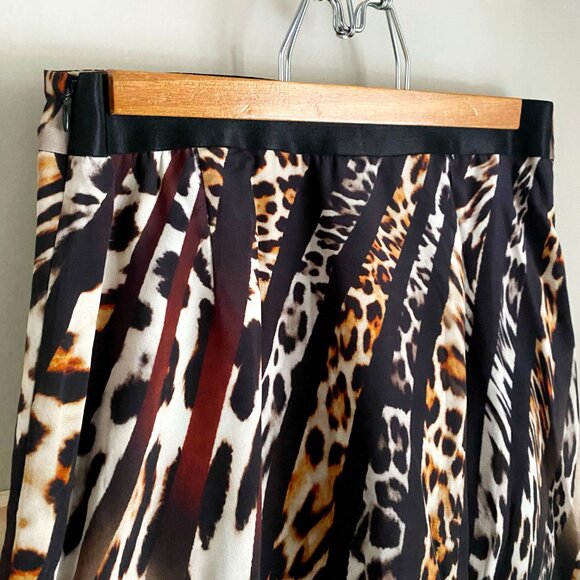 NWOT Kobi Halperin Silk Animal Print A-Line Midi Skirt - Picture 4 of 8